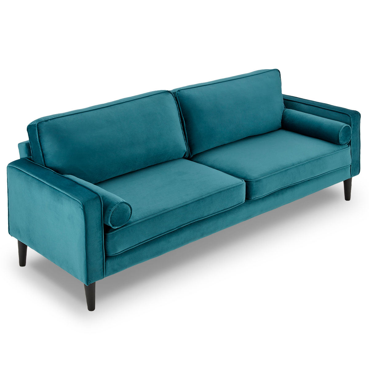 Sarantino Elegant Blue Faux Velvet Sofa Bed