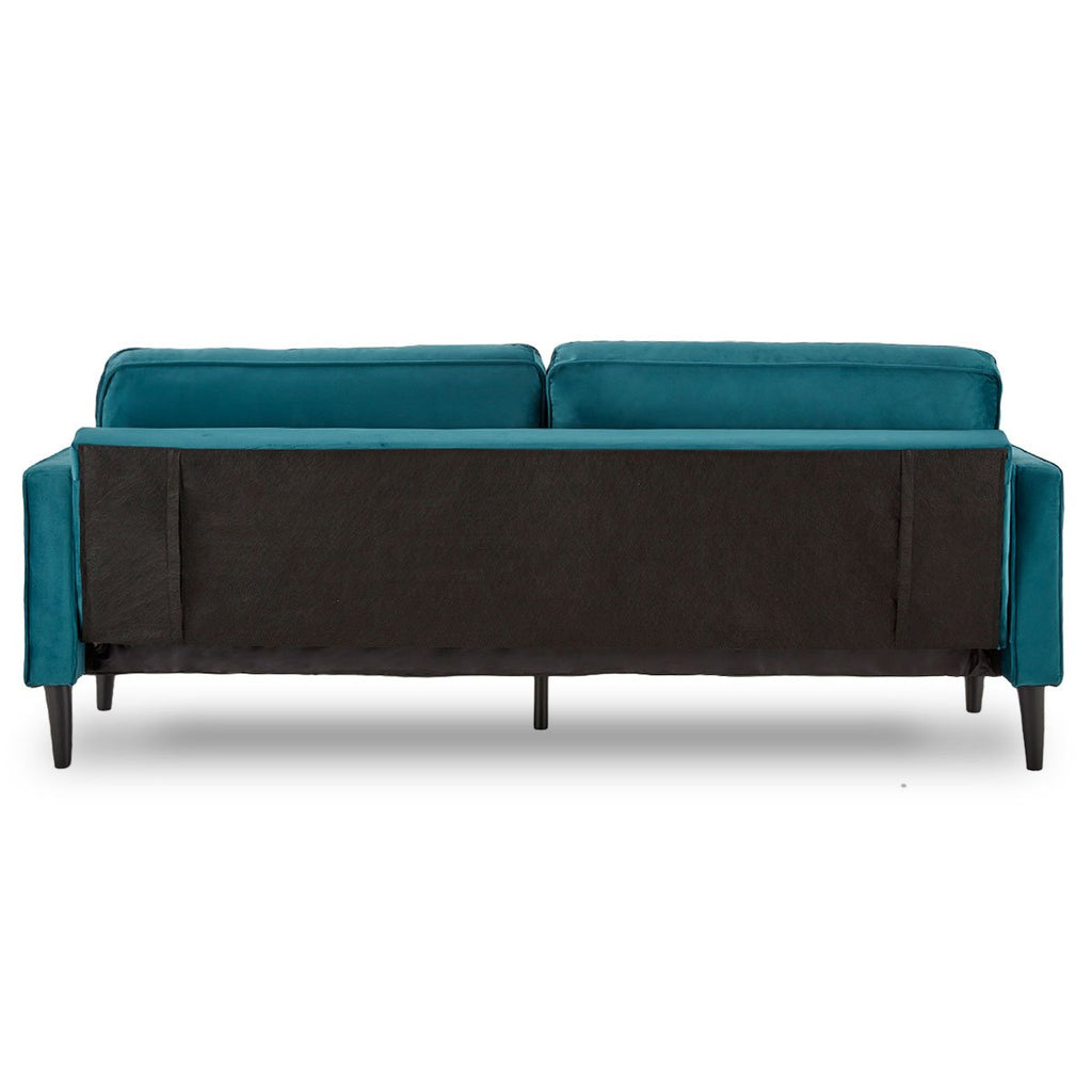 Sarantino Elegant Blue Faux Velvet Sofa Bed