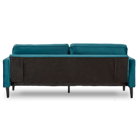 Sarantino Elegant Blue Faux Velvet Sofa Bed