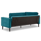 Sarantino Elegant Blue Faux Velvet Sofa Bed