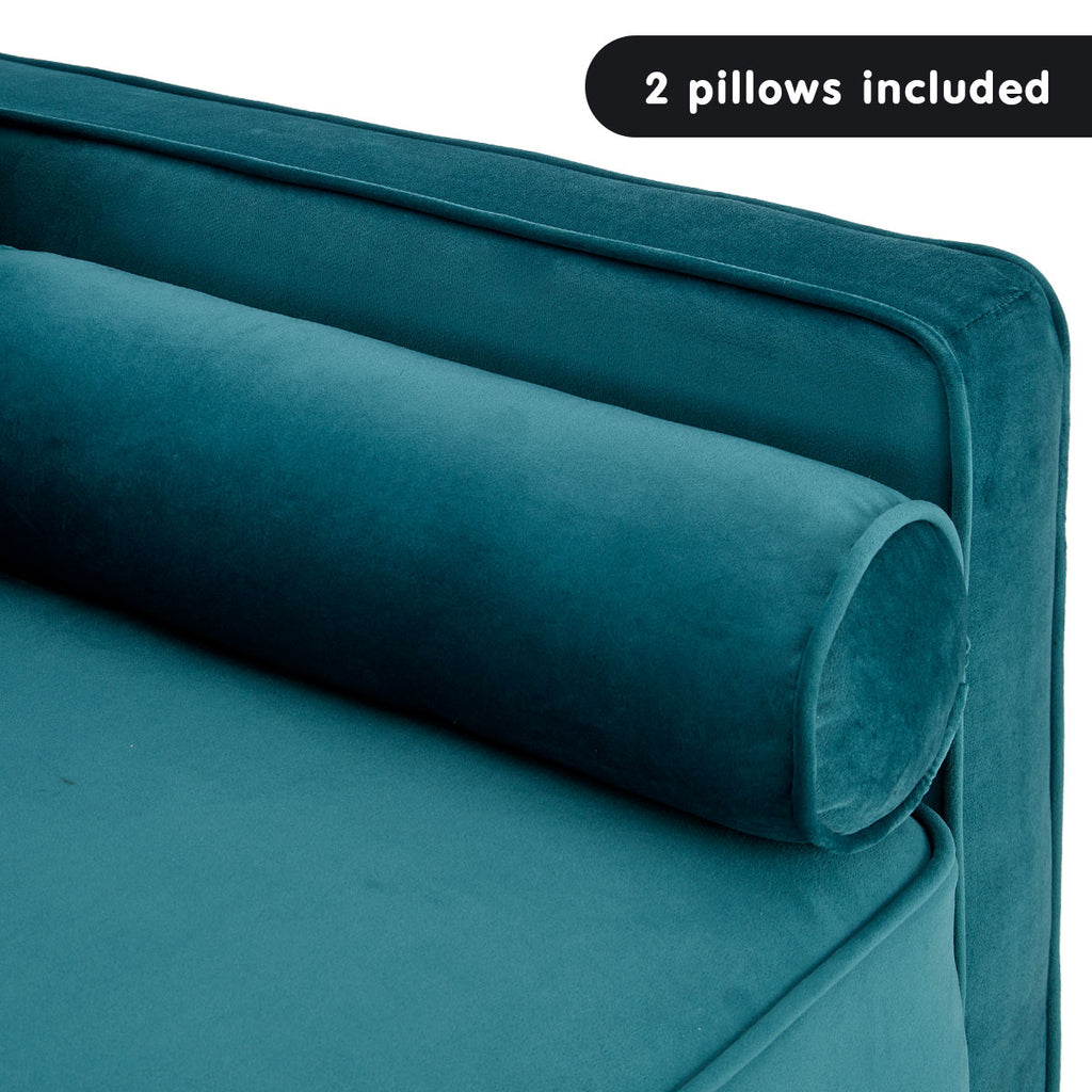 Sarantino Elegant Blue Faux Velvet Sofa Bed