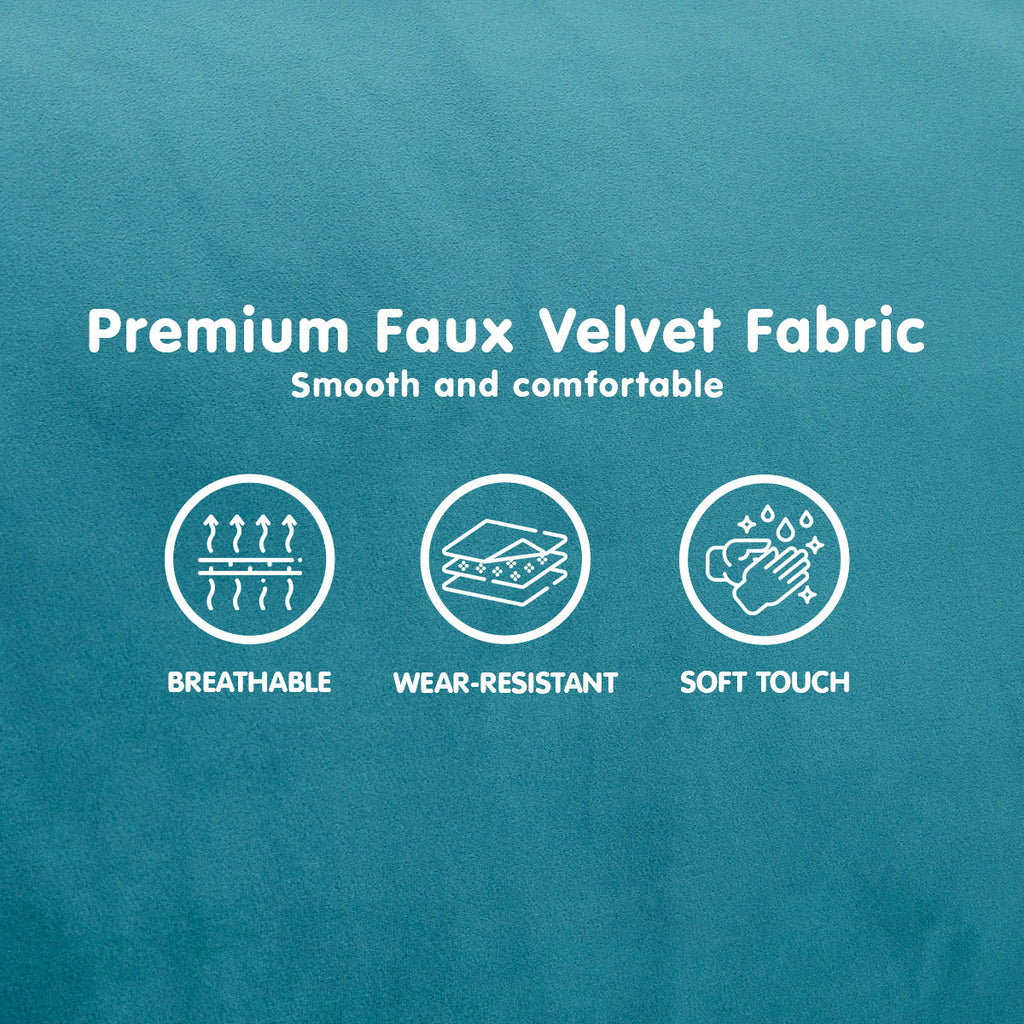 Sarantino Elegant Blue Faux Velvet Sofa Bed