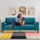 Sarantino Elegant Blue Faux Velvet Sofa Bed