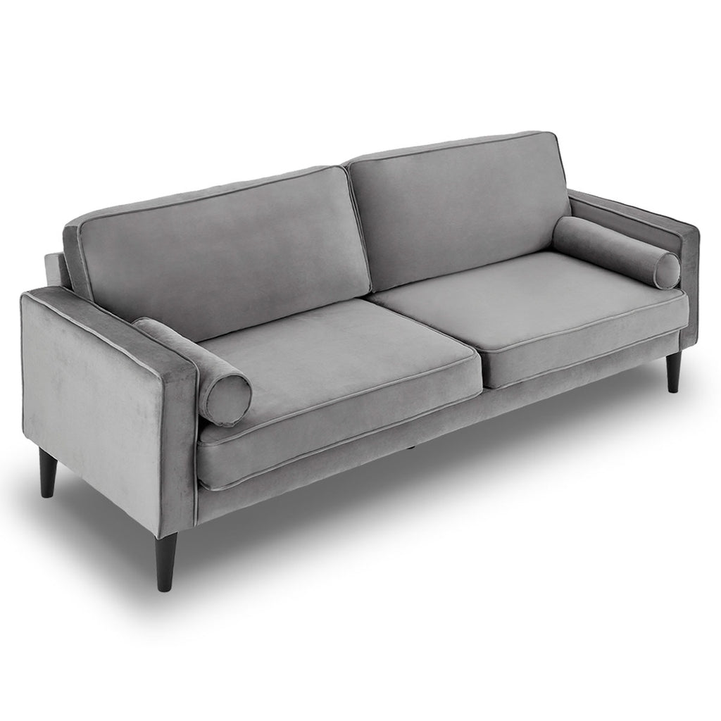 Sarantino Faux Velvet Sofa Bed in Grey
