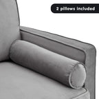 Sarantino Faux Velvet Sofa Bed in Grey