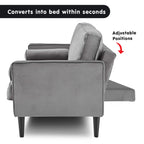 Sarantino Faux Velvet Sofa Bed in Grey