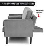 Sarantino Faux Velvet Sofa Bed in Grey