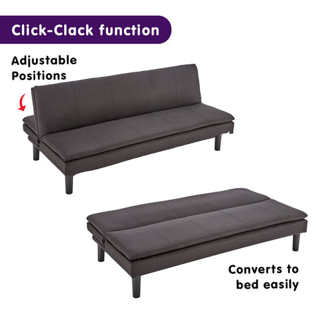Sarantino Modular 3 Seater Sofa Bed - Black