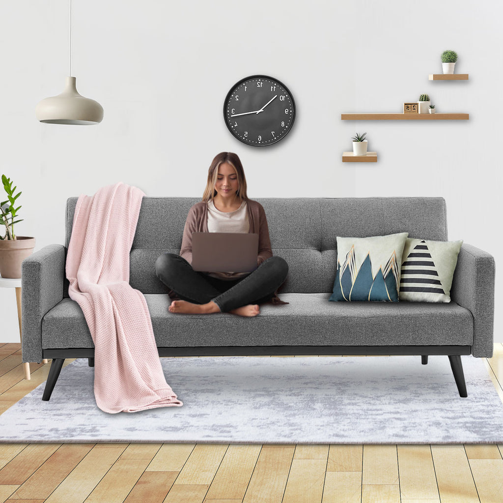 Sarantino Light Grey Tufted Sofa Bed