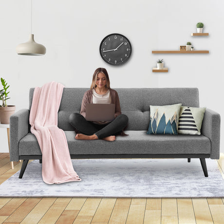 Sarantino Light Grey Tufted Sofa Bed