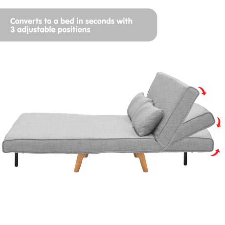 Sarantino Grey 2-Seater Adjustable Sofa Bed