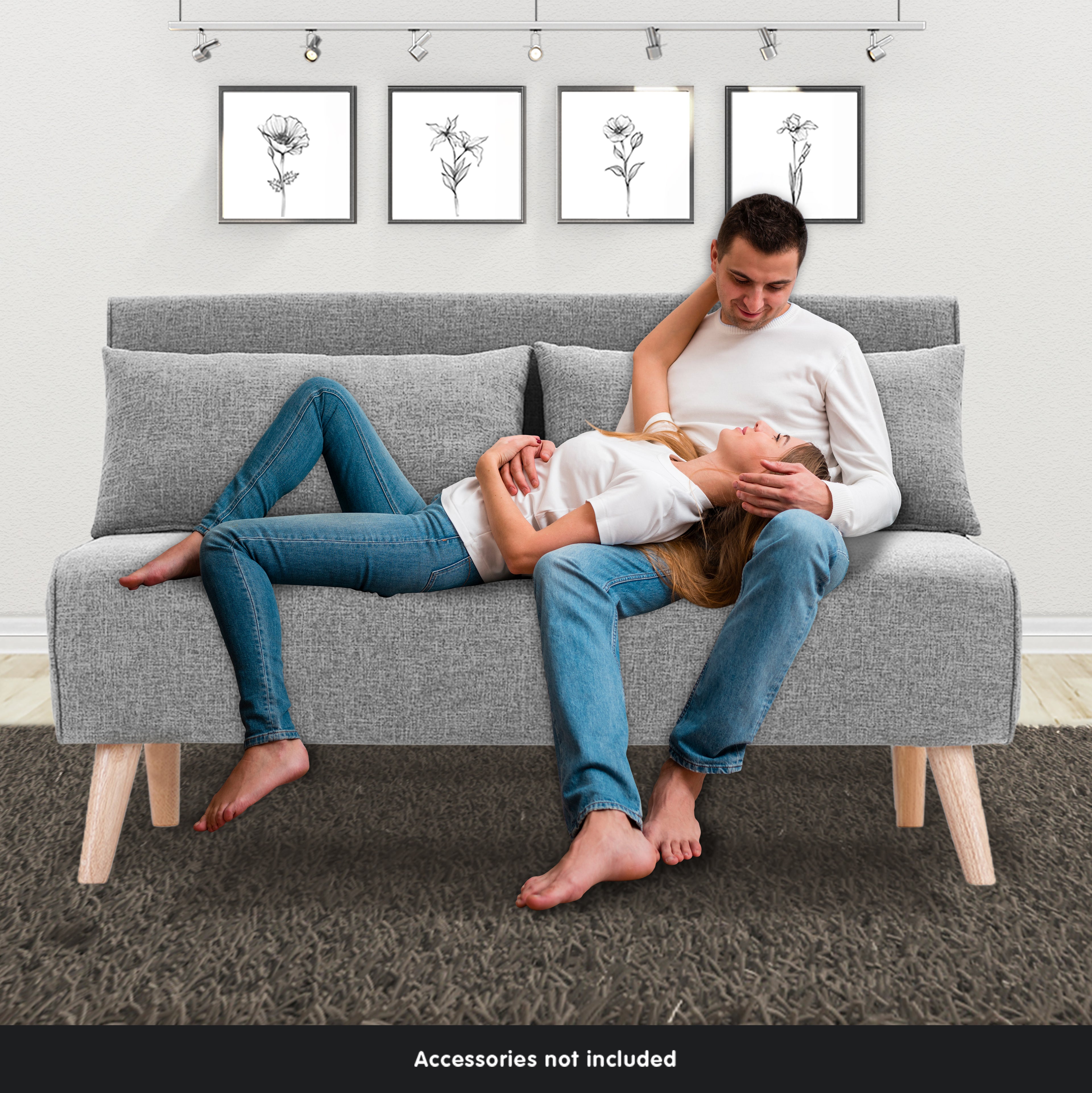 Sarantino Grey 2-Seater Adjustable Sofa Bed