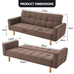 Sarantino Modern Brown 3-Seater Sofa Bed