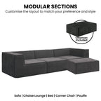 Sarantino Novi Modular 3-Seater Sofa with Ottoman