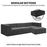 Sarantino Novi Modular 3-Seater Sofa with Ottoman