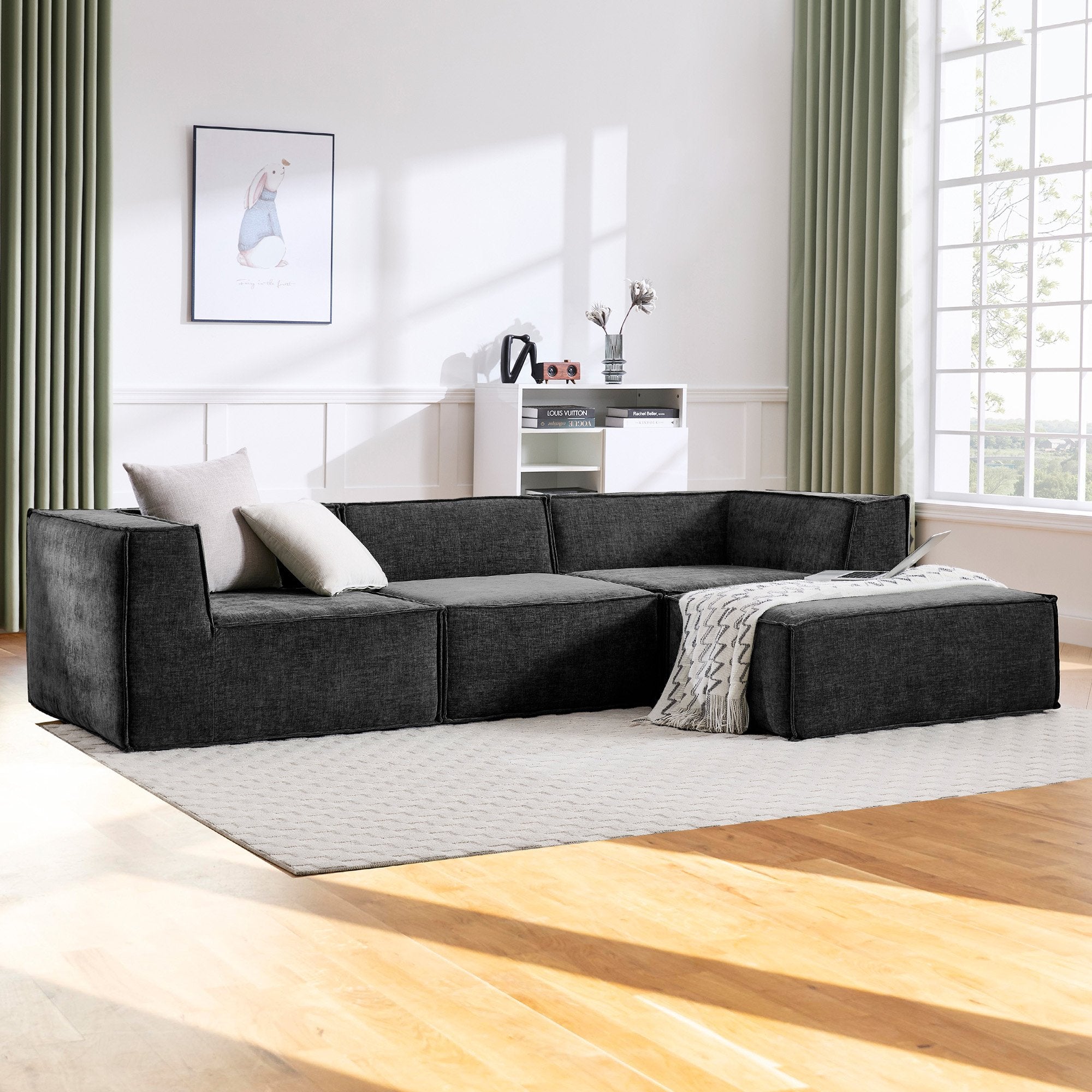 Sarantino Novi Modular 3-Seater Sofa with Ottoman