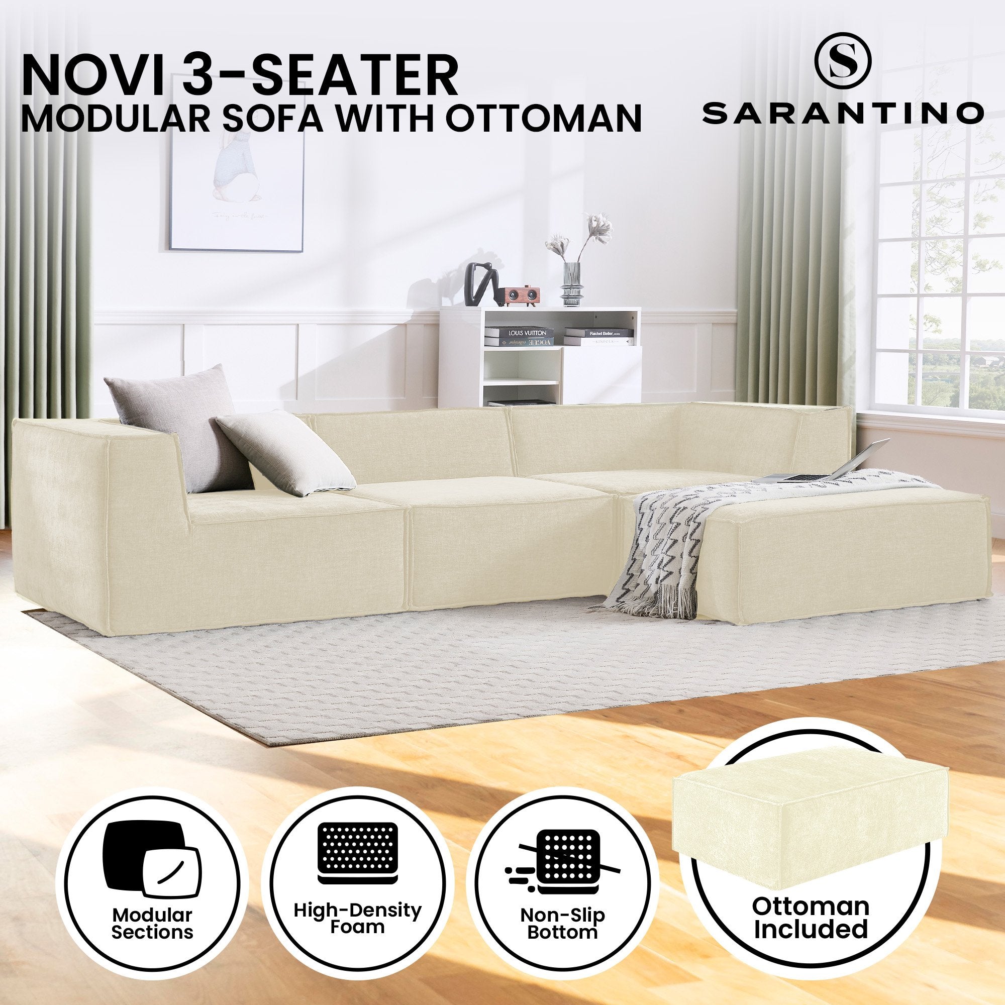 Sarantino Novi Cream Modular Sofa Set
