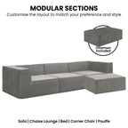 Sarantino Novi 3-Seater Modular Sofa in Grey