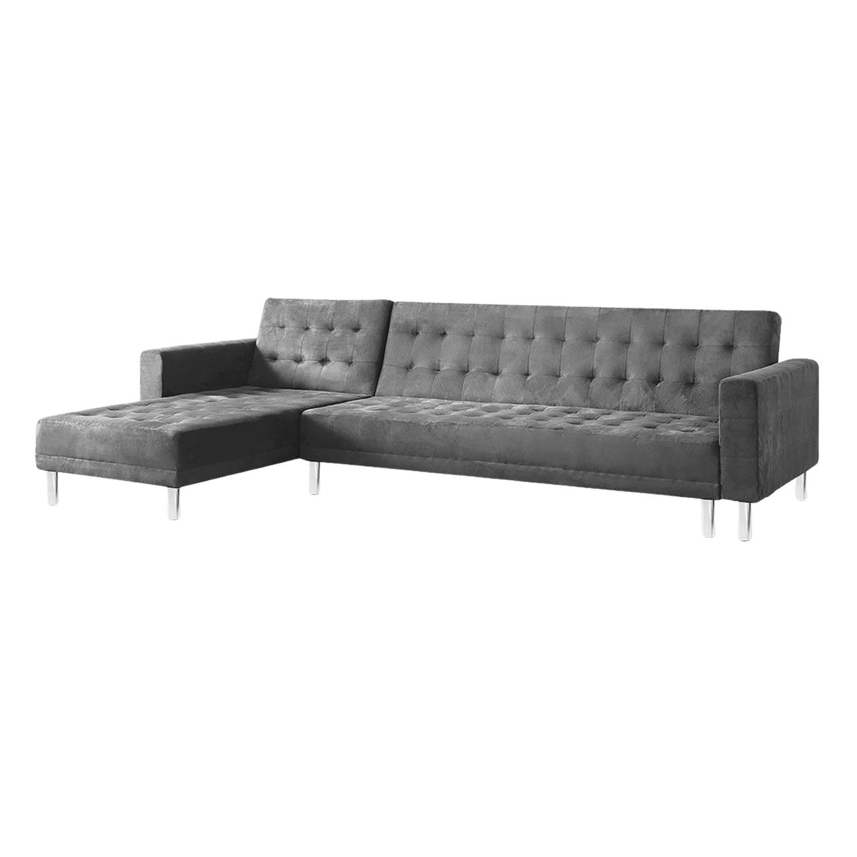 Sarantino Grey Faux Velvet Corner Sofa Bed