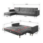 Sarantino Grey Faux Velvet Corner Sofa Bed