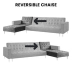 Sarantino Grey Faux Velvet Corner Sofa Bed