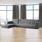 Sarantino Grey Faux Velvet Corner Sofa Bed