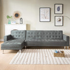 Sarantino Grey Faux Velvet Corner Sofa Bed