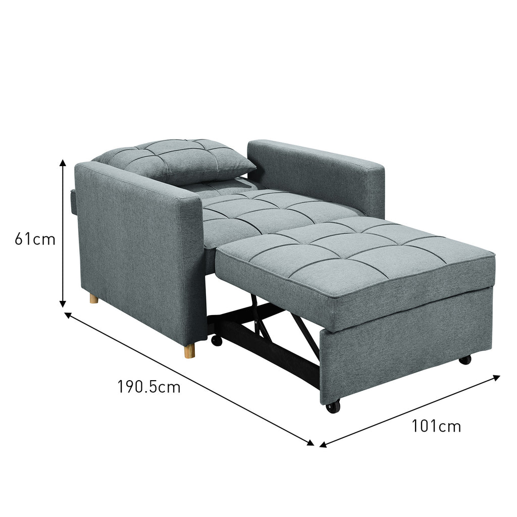 Sarantino Suri 3-in-1 Convertible Sofa Chair Bed Lounger