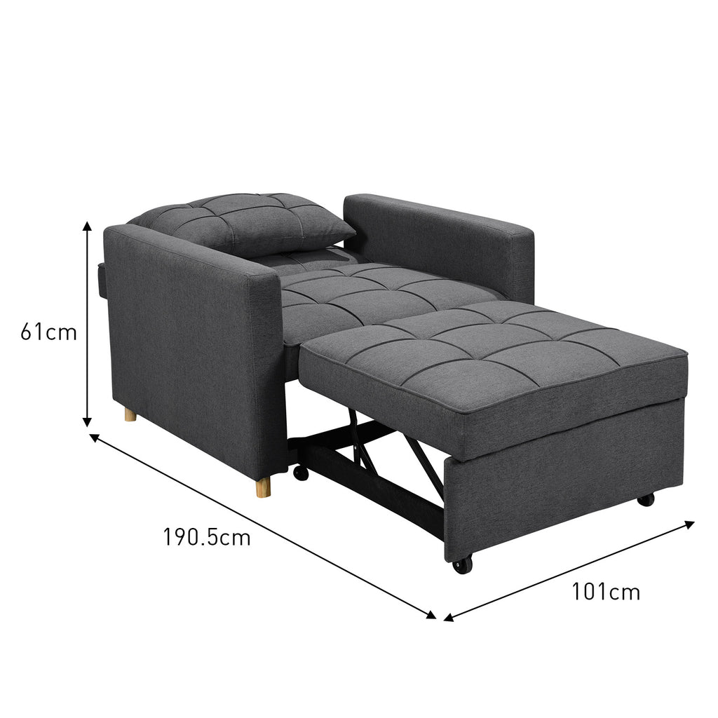Sarantino Suri 3-in-1 Convertible Sofa Chair Bed Lounger