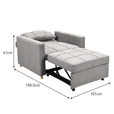 Sarantino Suri 3-in-1 Convertible Sofa Chair Bed Lounger