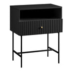 Sarantino Cecil Slender Fluted Bedside Table in Black