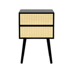 Sarantino Ivan Bedside Table Night Stand - Black/natural