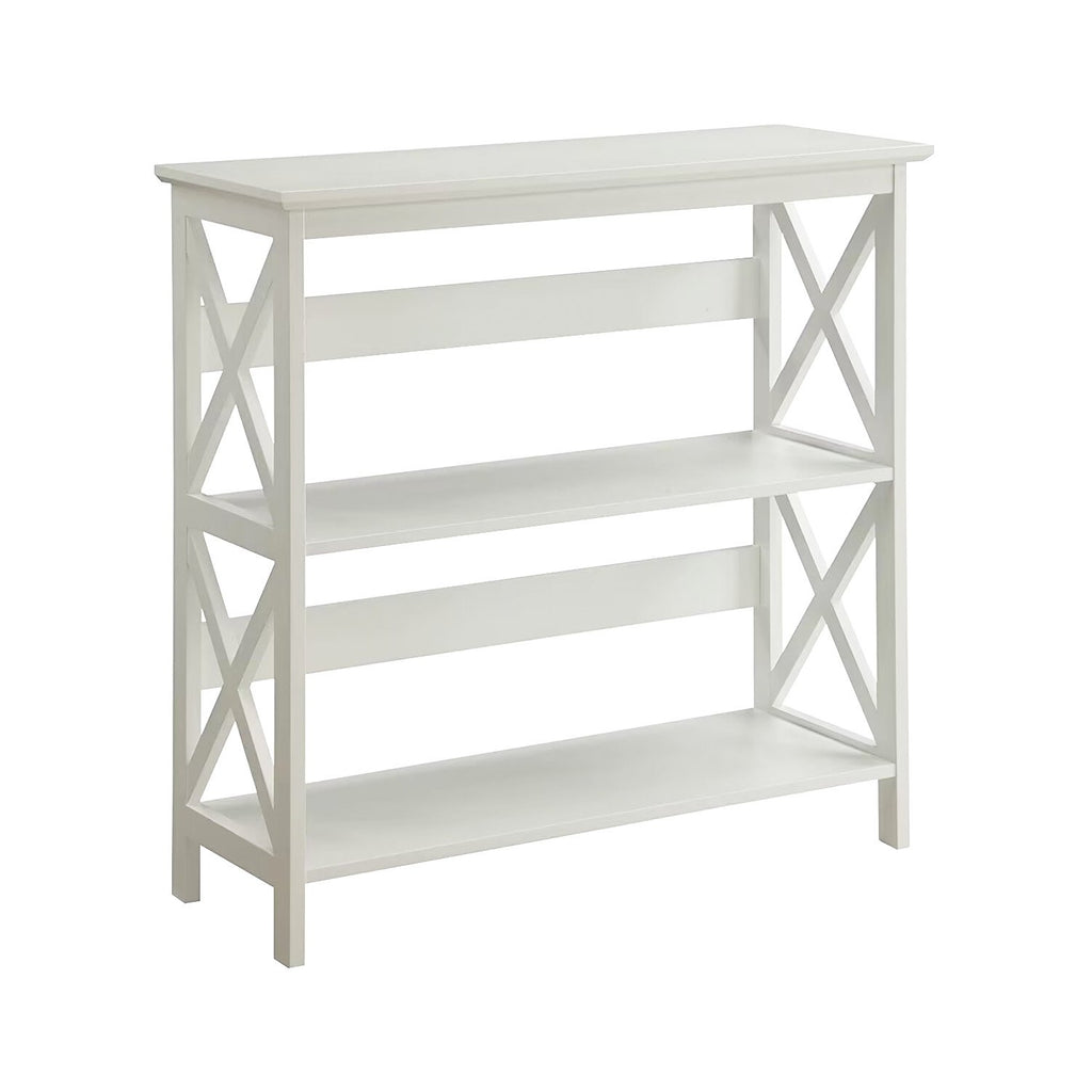 Sarantino Lucas Modern 3-Tier Bookshelf in White