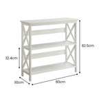 Sarantino Lucas Modern 3-Tier Bookshelf in White