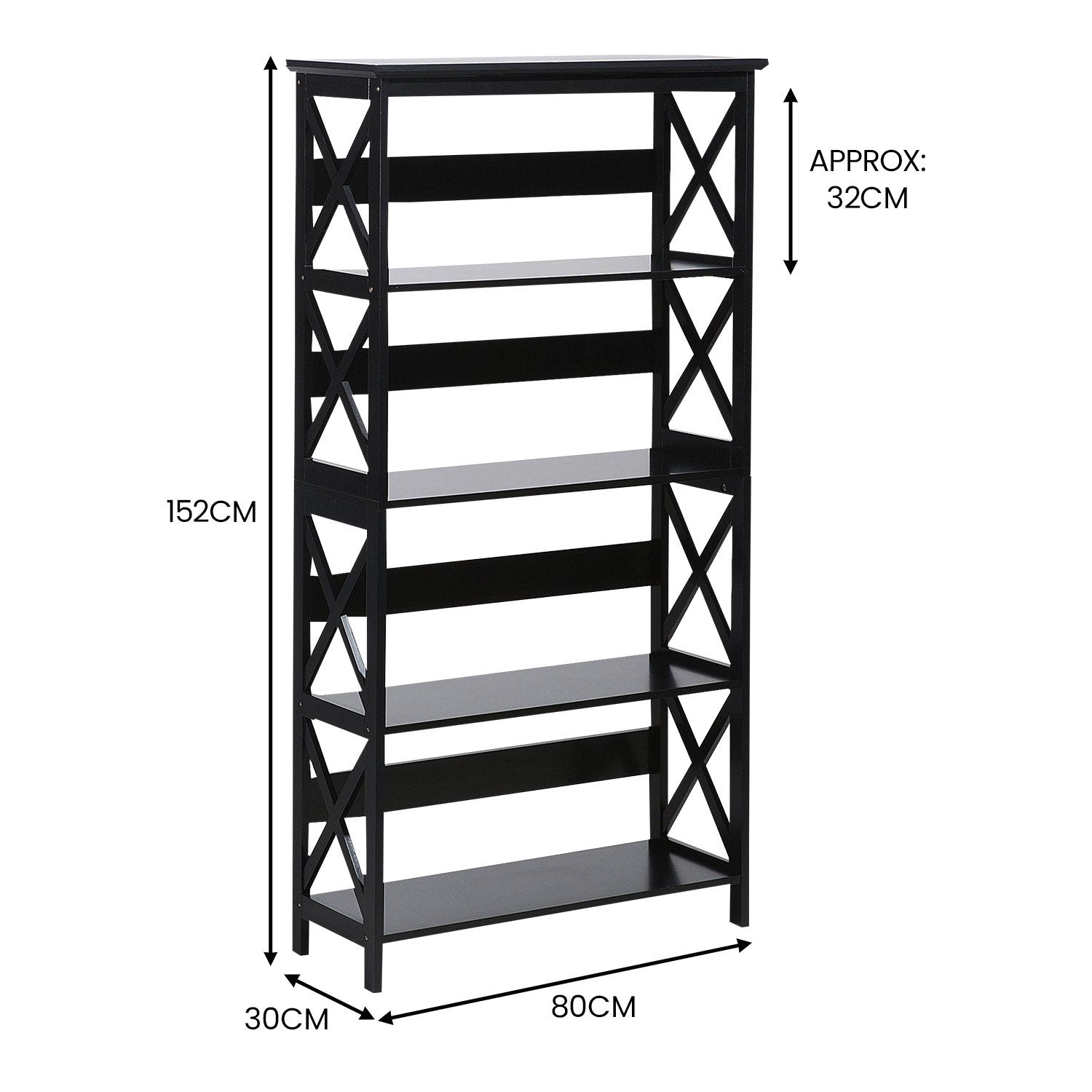 Sarantino Daphne 5-Tier Modern Bookshelf