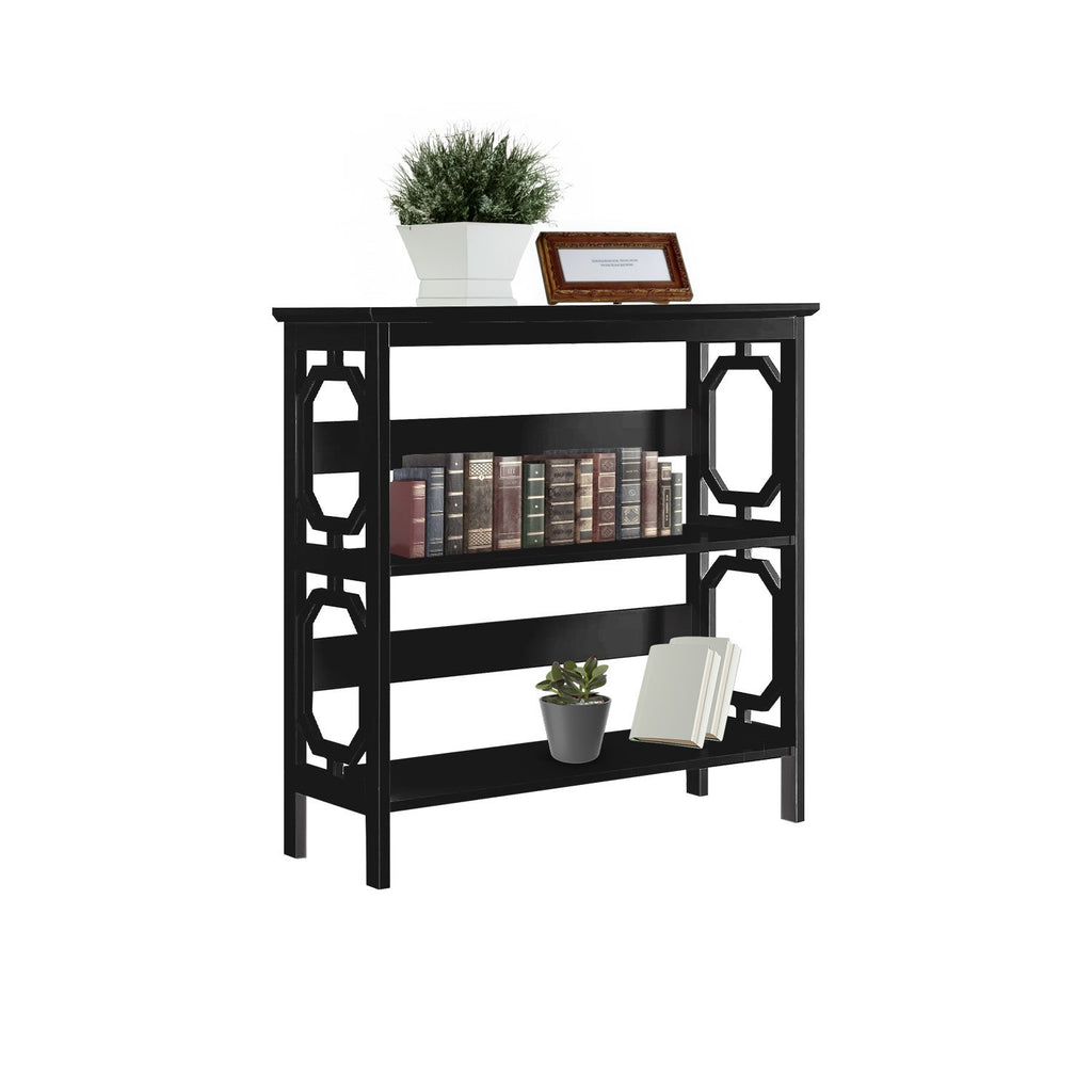 Sarantino Laurel Black 3-Tier Bookshelf
