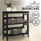 Sarantino Laurel Black 3-Tier Bookshelf