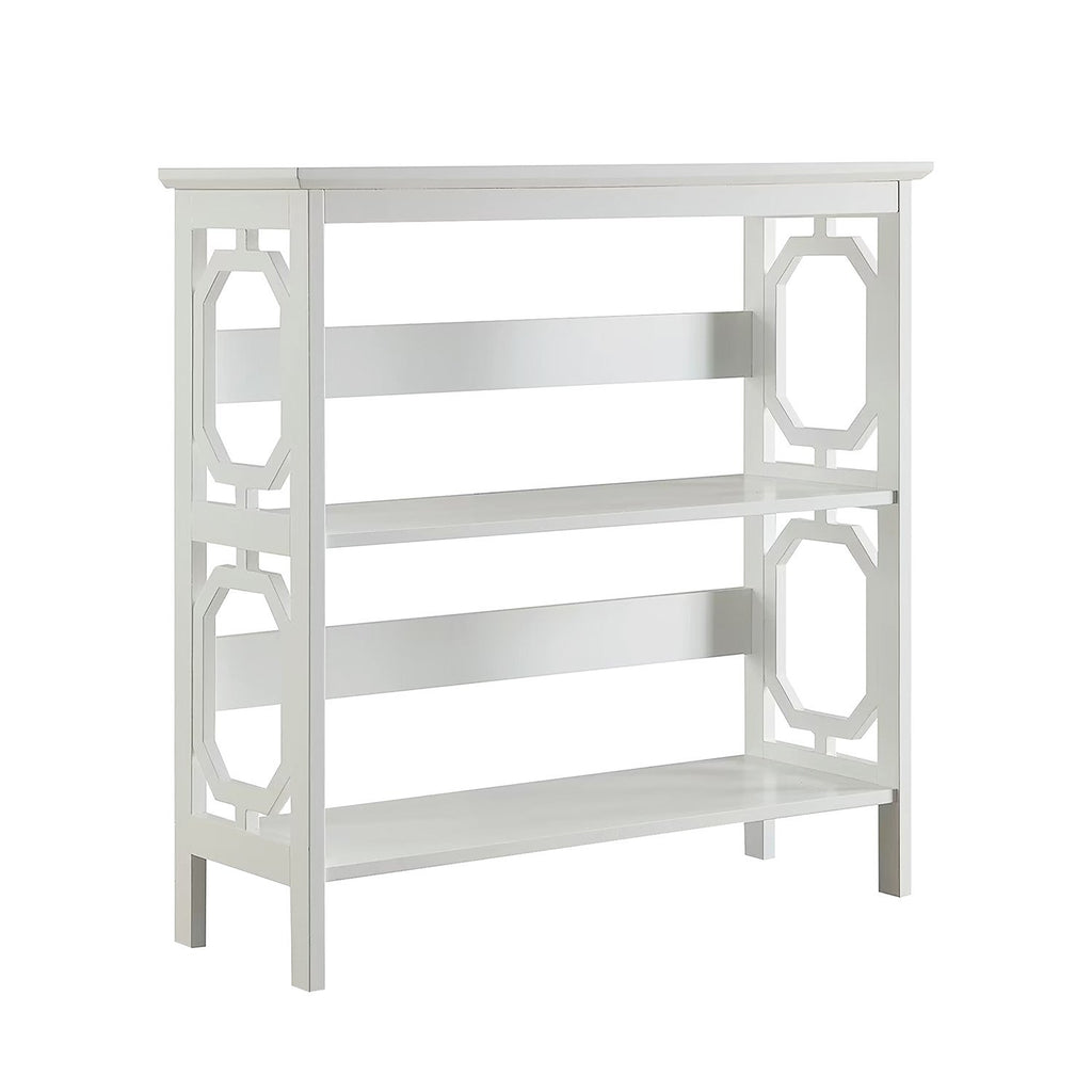 Sarantino Laurel Elegant 3-Tier Bookshelf in White