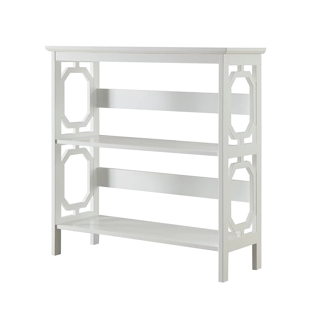 Sarantino Laurel Elegant 3-Tier Bookshelf in White