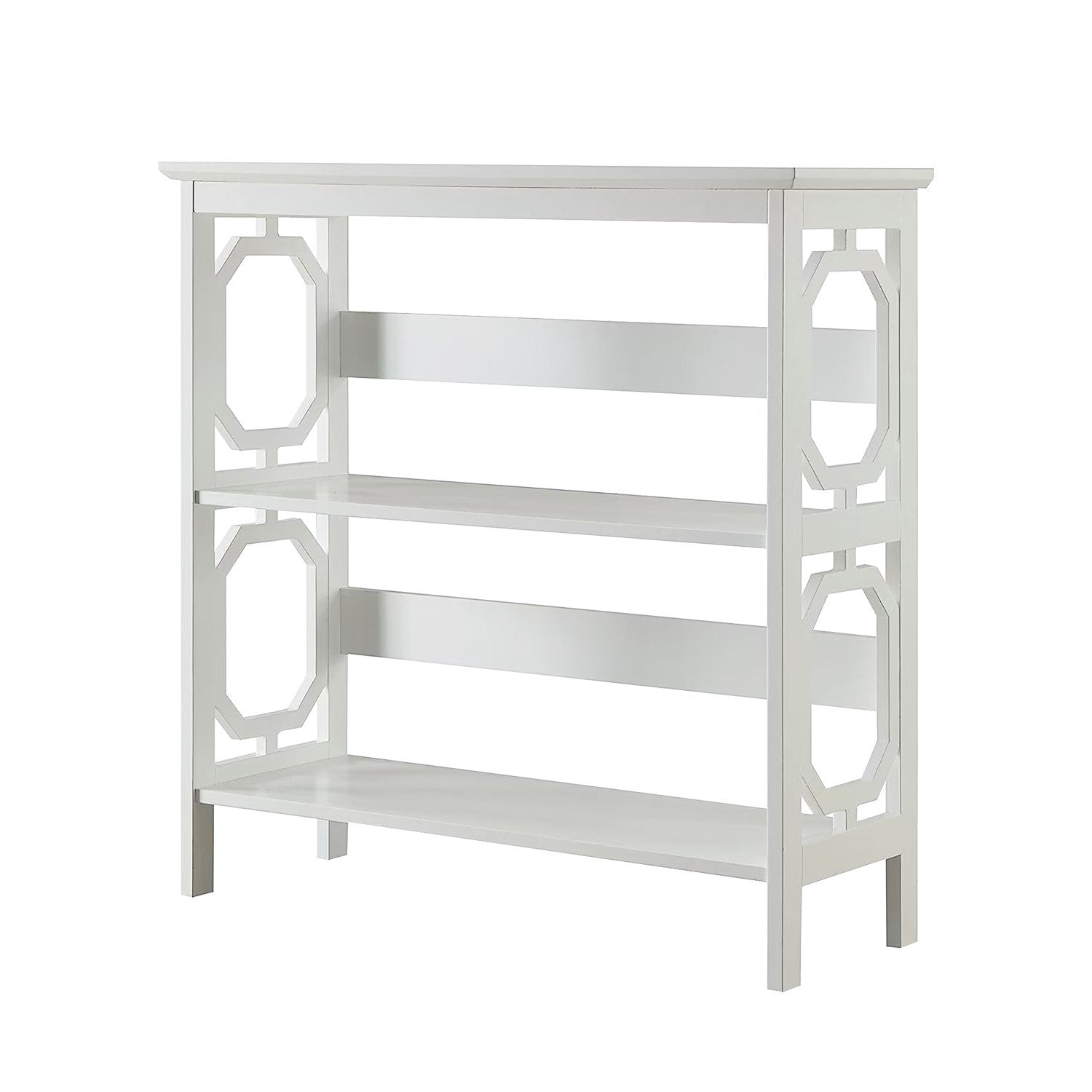 Sarantino Laurel Elegant 3-Tier Bookshelf in White