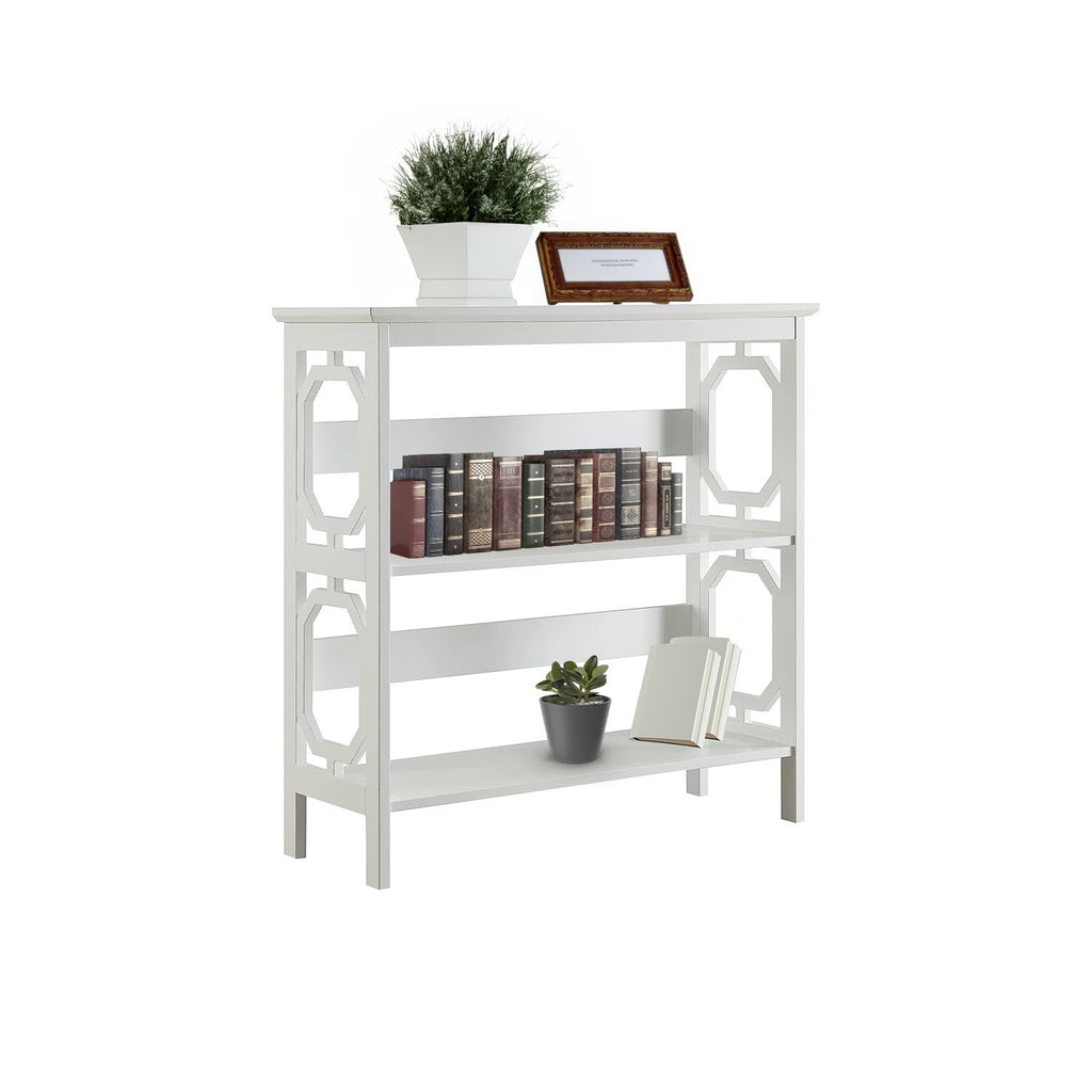 Sarantino Laurel Elegant 3-Tier Bookshelf in White