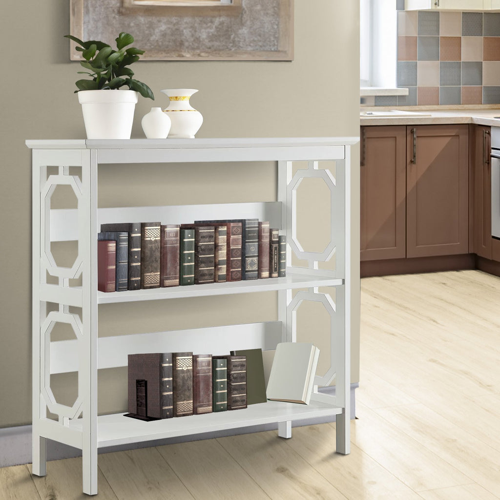 Sarantino Laurel Elegant 3-Tier Bookshelf in White
