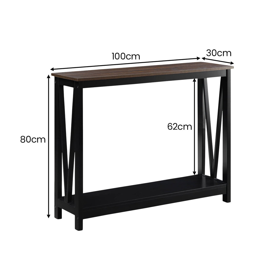 Sarantino Cielo Dark Walnut 2-Tier Console Table