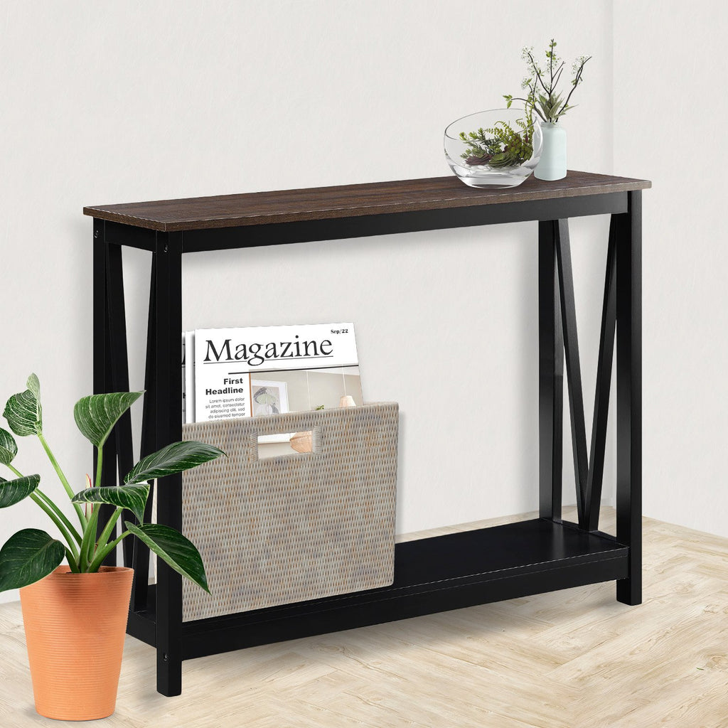 Sarantino Cielo Dark Walnut 2-Tier Console Table