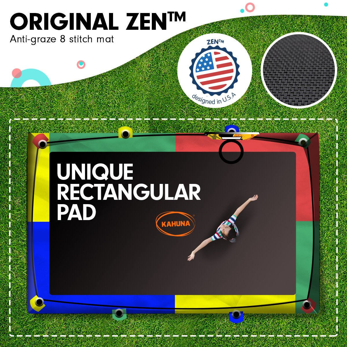 Kahuna 8ft x 11ft Rainbow Trampoline with Basketball Hoop