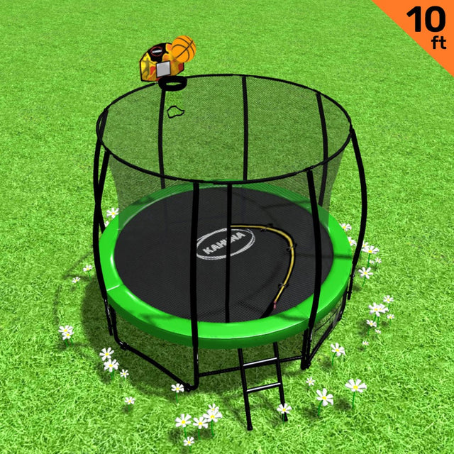 Kahuna 10ft Outdoor Trampoline with Basketball Set