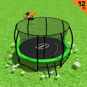 Kahuna 12ft Family Outdoor Trampoline with Enclosure and Basketball Hoop