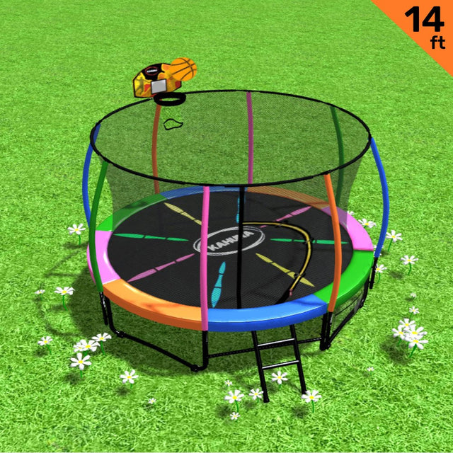 Kahuna 14ft Outdoor Trampoline with Basketball Set