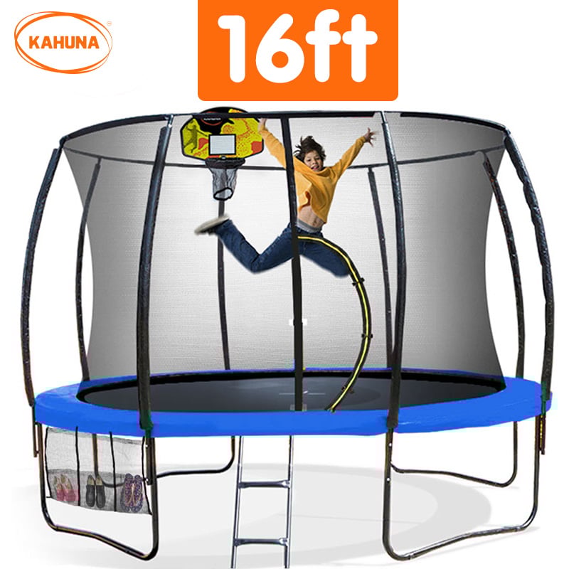 Kahuna 16ft Outdoor Trampoline with Basketball Set