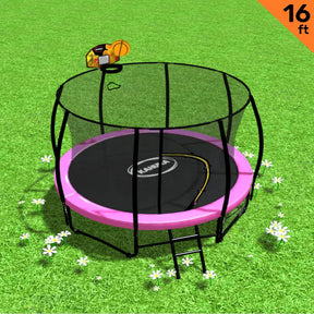 Kahuna 16ft Pink Outdoor Trampoline with Basketball Set